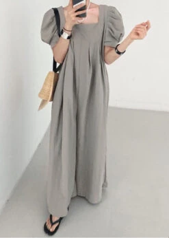 Bohemian Rose Square Collar Oversized Linen Jumpsuits Wide Leg Pants Summer LY1317 -Ada Fashion Bohemian Rose Square Collar Oversized Linen Jumpsuits Wide Leg Pants Summer4