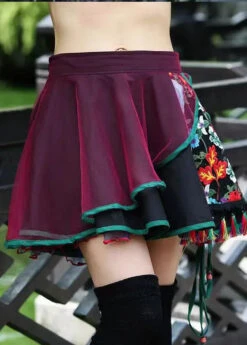 Bohemian Vintage Embroidered Asymmetrical Tulle Short Skirts Summer HA1004 -Ada Fashion Bohemian Vintage Embroidered Asymmetrical Tulle Short Skirts Summer HA1004 Ada Fashion 182940196