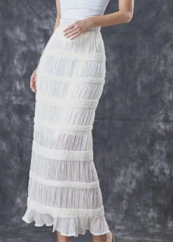 Bohemian White High Waist Cotton Skirts