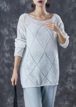 Sequins Hollow Out Knit Sweater Fall