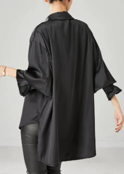 Boho Black Oversized Draping Chiffon Blouses Spring YU1051 -Ada Fashion Boho Black Oversized draping Chiffon Blouses Spring4