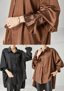 Boho Black Oversized Draping Chiffon Blouses Spring YU1051 -Ada Fashion Boho Black Oversized draping Chiffon Blouses Spring5