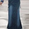 Boho Blue Embroideried Patchwork Denim Skirts Summer LY4028
