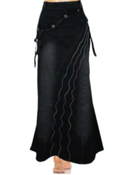 Boho Blue Embroideried Patchwork Denim Skirts Summer LY4028 -Ada Fashion Boho Blue Embroideried Patchwork Denim Skirts Summer5