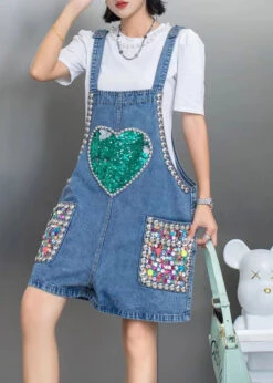 Boho Blue Nail Bead Sequins Patchwork Denim Jumpsuit Shorts Summer LY5227 -Ada Fashion Boho Blue Nail Bead Sequins Patchwork Denim Jumpsuit Shorts Summer4