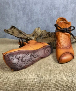 Ankle Boots Lace Up Soft Splicing -Ada Fashion Boho Brown Cowhide Leather Ankle Boots Lace Up Soft Splicing Ada Fashion 173749164