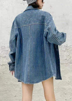 Boho Dark Blue Peter Pan Collar Patchwork Solid Denim Coats Fall LY6054 -Ada Fashion Boho Dark Blue Peter Pan Collar Patchwork Solid Denim Coats Fall5