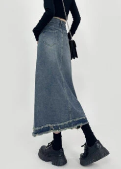 Boho Denim Blue Patchwork High Waist Maxi Skirts Summer TY1029 11 Boho Denim Blue Patchwork High Waist Maxi Skirts Summer TY1029 -Ada Fashion Boho Denim Blue Patchwork High Waist Maxi Skirts Summer5