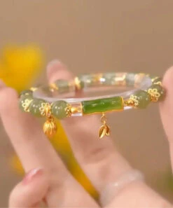 Boho Green Jade Bamboo Charm Bracelet ML0596