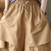 Boho Khaki Pockets Patchwork Elastic Waist Cotton Shorts Summer QQ1027 -Ada Fashion Boho Khaki Pockets Patchwork Elastic Waist Cotton Shorts Summer1
