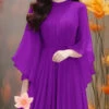 Boho Purple Solid Wrinkled Chiffon Dresses Butterfly Sleeve AA1022 -Ada Fashion Boho Purple Solid Wrinkled Chiffon Dresses Butterfly Sleeve1