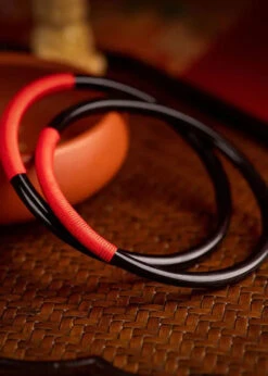 Boutique Black Agate Chalcedony Red Thread Bangle ML0263 -Ada Fashion Boutique Black Agate Chalcedony Red Thread Bangle Ada Fashion 161823681