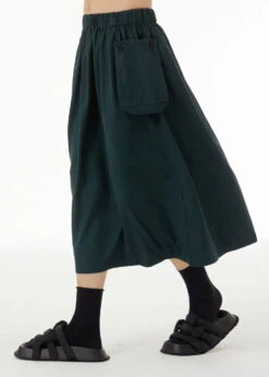 Boutique Black Elastic Waist Oversized Pockets Cotton Skirts Summer TS1033 -Ada Fashion Boutique Black Elastic Waist Oversized Pockets Cotton Skirts Summer2