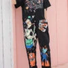 Boutique Black Pockets Cartoon Print Patchwork Cotton Jumpsuits Summer LY3985 -Ada Fashion Boutique Black Pockets Cartoon Print Patchwork Cotton Jumpsuits Summer1
