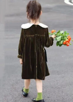 Boutique Blackish Green Wrinkled Patchwork Velour Baby Girls Dress Fall LY9950 10 Boutique Blackish Green Wrinkled Patchwork Velour Baby Girls Dress Fall LY9950 -Ada Fashion Boutique Blackish Green Wrinkled Patchwork Velour Baby Girls Dress Fall4