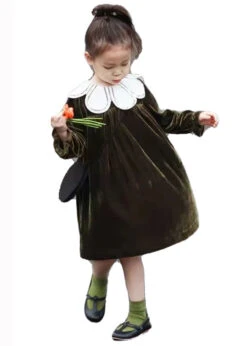 Boutique Blackish Green Wrinkled Patchwork Velour Baby Girls Dress Fall LY9950 11 Boutique Blackish Green Wrinkled Patchwork Velour Baby Girls Dress Fall LY9950 -Ada Fashion Boutique Blackish Green Wrinkled Patchwork Velour Baby Girls Dress Fall5
