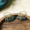 Boutique Blue Jade Tassel 14K Hoop Earrings LY9156 -Ada Fashion Boutique Blue Jade Tassel 14K Hoop Earrings3