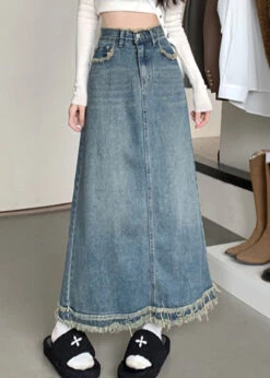 Boutique Blue Pockets Patchwork Maxi Skirt Summer TY1067 -Ada Fashion Boutique Blue Pockets Patchwork Maxi Skirt Summer3