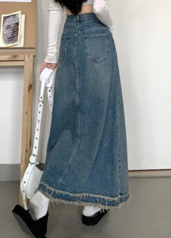 Boutique Blue Pockets Patchwork Maxi Skirt Summer TY1067 -Ada Fashion Boutique Blue Pockets Patchwork Maxi Skirt Summer4