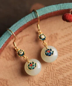 Boutique Blue Sterling Silver Overgilid Pearl Enamel Lotus Drop Earrings LY7759 -Ada Fashion Boutique Blue Sterling Silver Overgilid Pearl Enamel Lotus Drop Earrings3 fb1b3384 859b 4302 87d8 233b3e0d5eda