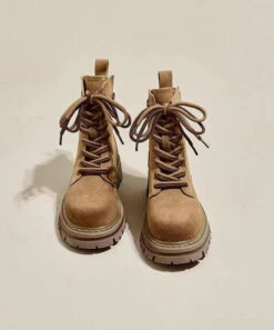 Boutique Cross Strap Splicing Chunky Boots Brown Suede ML1701 -Ada Fashion Boutique Cross Strap Splicing Chunky Boots Brown Suede4 22ca669c b77d 4b51 8372 1b65db06d162