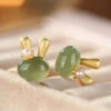 Boutique Cyan Sterling Silver Overgild Jade Resin Little Rabbit Stud Earrings LY8608 -Ada Fashion Boutique Cyan Sterling Silver Overgild Jade Resin Little Rabbit Stud Earrings Ada Fashion 150939620