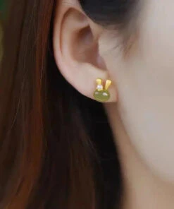 Boutique Cyan Sterling Silver Overgild Jade Resin Little Rabbit Stud Earrings LY8608 9 Boutique Cyan Sterling Silver Overgild Jade Resin Little Rabbit Stud Earrings LY8608 -Ada Fashion Boutique Cyan Sterling Silver Overgild Jade Resin Little Rabbit Stud Earrings Ada Fashion 150939849