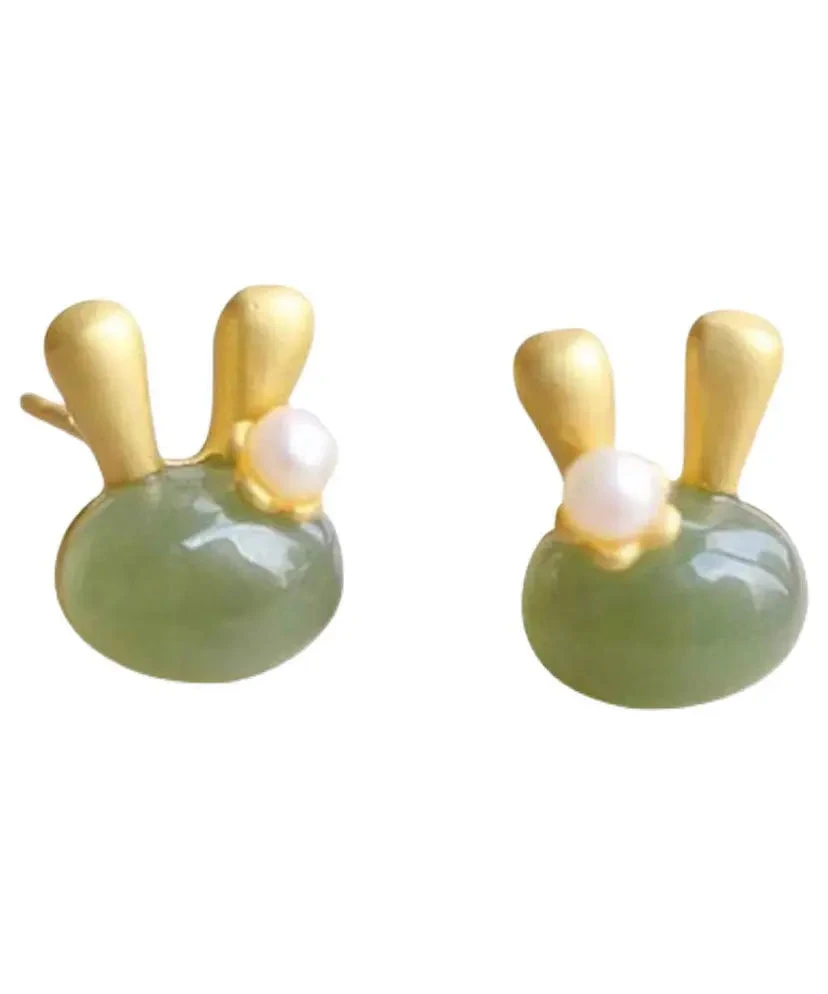 Boutique Cyan Sterling Silver Overgild Jade Resin Little Rabbit Stud Earrings LY8608 7 Boutique Cyan Sterling Silver Overgild Jade Resin Little Rabbit Stud Earrings LY8608 - Image 5