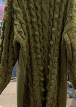 Boutique Green O-Neck Side Open Cable Knit Sweaters Dress Long Sleeve ML1222 -Ada Fashion Boutique Green O Neck Side Open Cable Knit Sweaters Dress Long Sleeve Ada Fashion 165092463