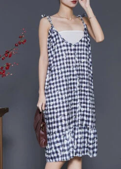 Boutique Grey Plaid Cotton Spaghetti Strap Dress Summer SD1004 9 Boutique Grey Plaid Cotton Spaghetti Strap Dress Summer SD1004 -Ada Fashion Boutique Grey Plaid Cotton Spaghetti Strap Dress Summer3