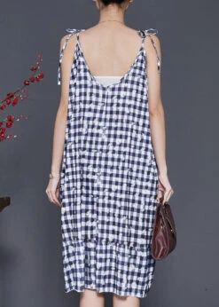 Boutique Grey Plaid Cotton Spaghetti Strap Dress Summer SD1004 10 Boutique Grey Plaid Cotton Spaghetti Strap Dress Summer SD1004 -Ada Fashion Boutique Grey Plaid Cotton Spaghetti Strap Dress Summer4