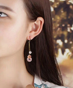 Boutique Pink Crystal Shell Flower Drop Earrings LY2207 -Ada Fashion Boutique Pink Crystal Shell Flower Drop Earrings3