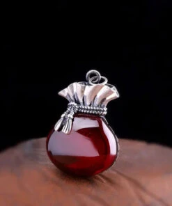 Boutique Pomegranate Red Sterling Silver Chalcedony Money Bag Pendant Necklace LY8534 -Ada Fashion Boutique Pomegranate Red Sterling Silver Chalcedony Money Bag Pendant Necklace Ada Fashion 150926728