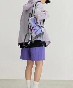 Boutique Purple Zippered Patchwork Outdoors Backpack Bag ML2228 -Ada Fashion Boutique Purple Zippered Patchwork Outdoors Backpack Bag3