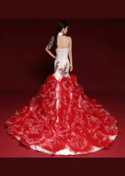 Boutique Red Embroideried Ruffled Tulle Bustier Dresses Sleeveless ML1620 -Ada Fashion Boutique Red Embroideried Ruffled Tulle Bustier Dresses Sleeveless4