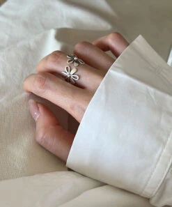 Boutique Silk Sterling Silver Floral Rings KX1015 -Ada Fashion Boutique Silk Sterling Silver Floral Rings3