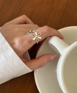 Boutique Silk Sterling Silver Floral Rings KX1015 -Ada Fashion Boutique Silk Sterling Silver Floral Rings4