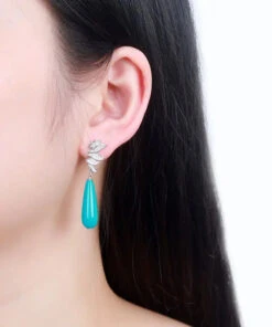 Sterling Silver Water Drop Turquoise Drop Earrings -Ada Fashion Boutique Sterling Silver Water Drop Turquoise Drop Earrings Ada Fashion 177871354