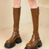 Brown Long Boots Beautiful Splicing -Ada Fashion Brown Long Boots Platform Beautiful Splicing Ada Fashion 173758399