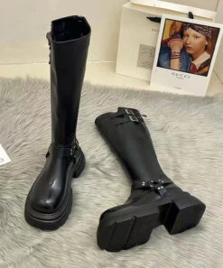 Brown Long Boots Beautiful Splicing 10 Brown Long Boots Beautiful Splicing -Ada Fashion Brown Long Boots Platform Beautiful Splicing Ada Fashion 173758688