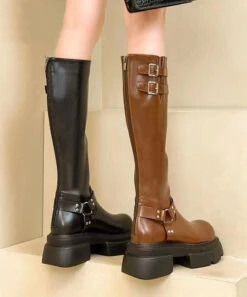 Brown Long Boots Beautiful Splicing 11 Brown Long Boots Beautiful Splicing -Ada Fashion Brown Long Boots Platform Beautiful Splicing Ada Fashion 173758726