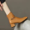Caramel Boots Classy Splicing Chain Linked Chunky Cowhide Leather ML1676 -Ada Fashion Caramel Boots Classy Splicing Chain Linked Chunky Cowhide Leather1 b0d09004 365f 4635 9c31 3ff3dc33a010