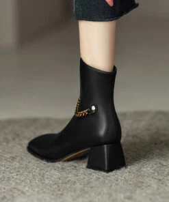 Caramel Boots Classy Splicing Chain Linked Chunky Cowhide Leather ML1676 -Ada Fashion Caramel Boots Classy Splicing Chain Linked Chunky Cowhide Leather4 c43473e7 10a1 458b 974f 16c9e38efdd1