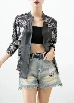 Elephant Print Patchwork Blouse Tops