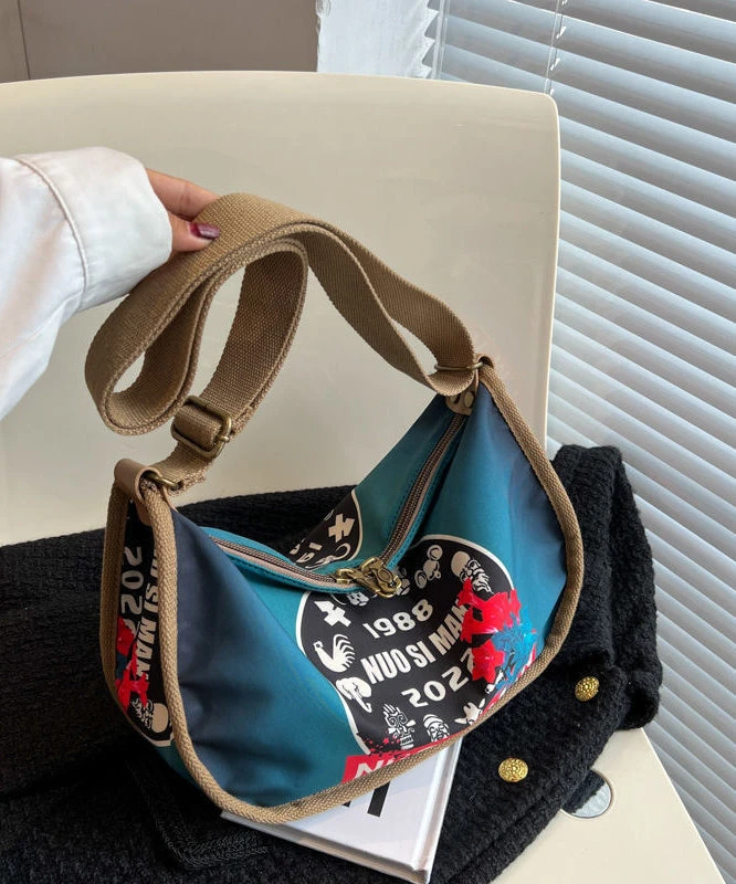 Casual Blue Appliqued Nylon Messenger Bag Satchel Bag Handbag LY1760 3 Casual Blue Appliqued Nylon Messenger Bag Satchel Bag Handbag LY1760