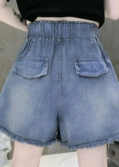 Casual Blue Elastic Waist Love Patchwork Shorts Jeans Summer TY1053 -Ada Fashion Casual Blue Elastic Waist Love Patchwork Shorts Jeans Summer4