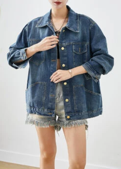 Ada Fashion -Ada Fashion Casual Blue Oversized Patchwork Denim Coats Fall2