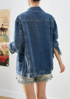Casual Blue Oversized Patchwork Denim Coats Fall LY9273 -Ada Fashion Casual Blue Oversized Patchwork Denim Coats Fall4