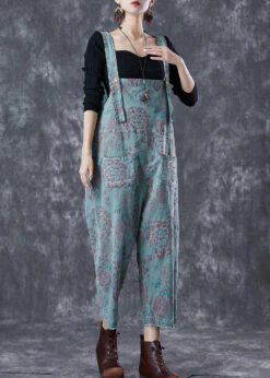 Casual Blue Oversized Print Denim Jumpsuits Summer LY6761 -Ada Fashion Casual Blue Oversized Print Denim Jumpsuits Summer3