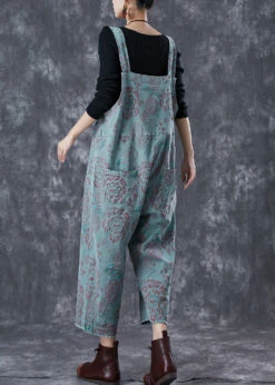 Casual Blue Oversized Print Denim Jumpsuits Summer LY6761 -Ada Fashion Casual Blue Oversized Print Denim Jumpsuits Summer4